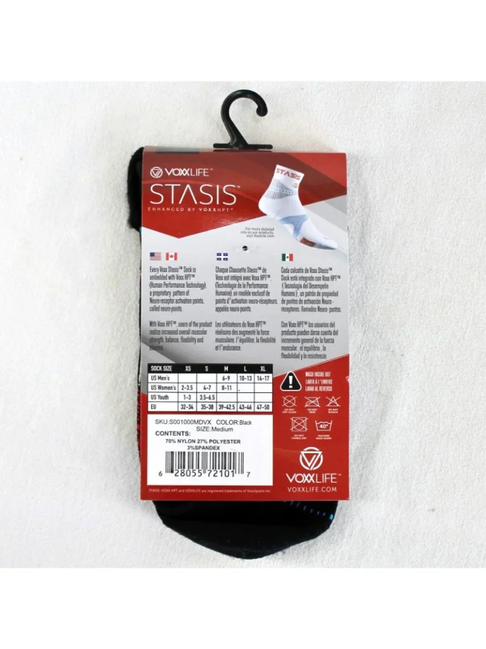 Voxx Life Athletic Mini Crew Socks Size M Wms 8-11 Mens 6-9 Black NEW